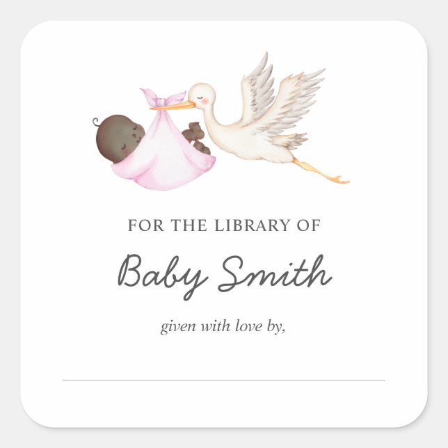 Sticker Carré Baby Boy Stork Showplate (Devant)