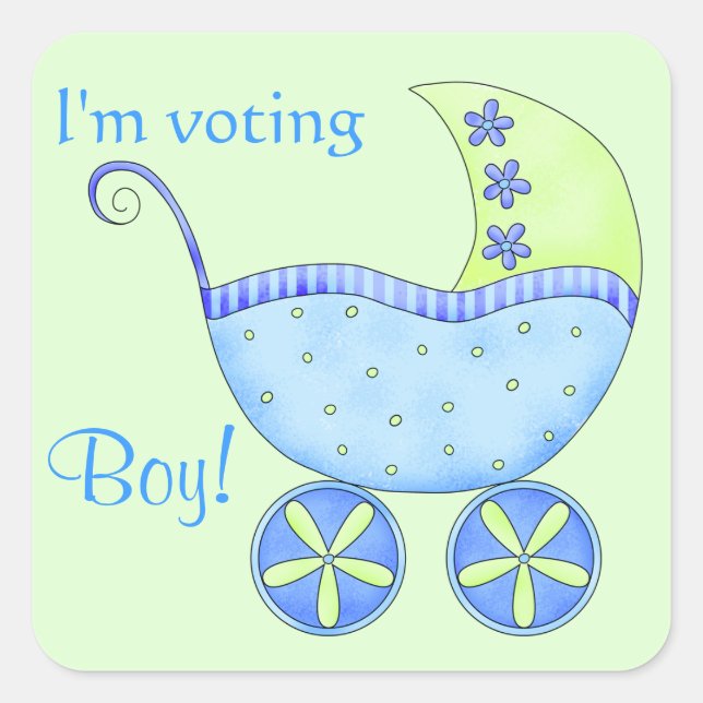 Sticker Carré Baby Buggy Voting Boy Genre Reveal Party (Devant)