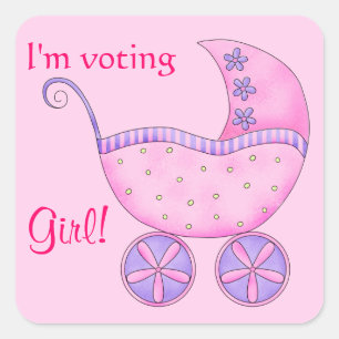Sticker Carré Baby Buggy Voting Girl Genre Reveal Party