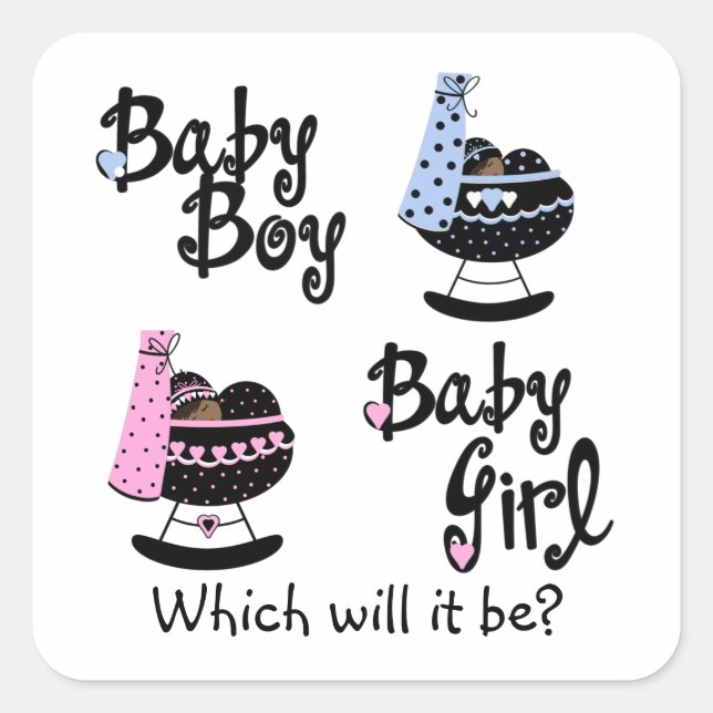 Sticker Carré Baby Cradle African American Gender Reveal (Devant)