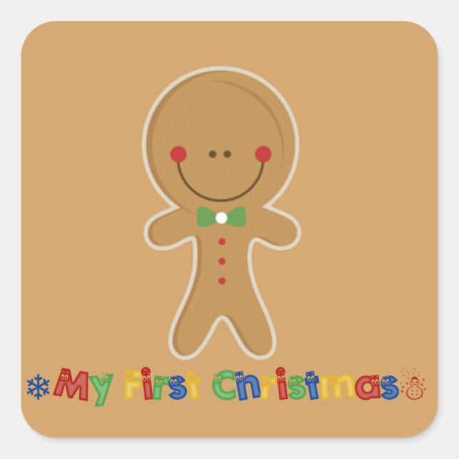 Sticker Carré Baby First Christmas Gingerpain garçon (Devant)