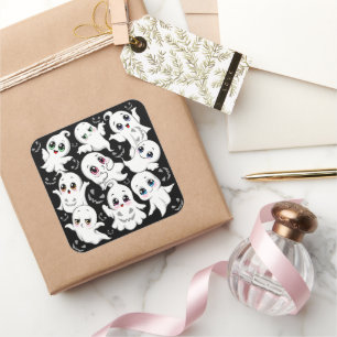 Sticker Carré Baby Ghosts Éffrayant mignon Halloween humeur