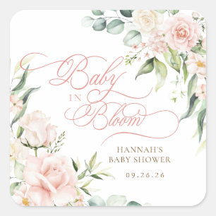 Sticker Carré Baby in Bloom Florals Baby Shower