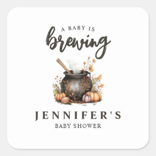 Sticker Carré Baby Is Brewing Baby Shower Halloween