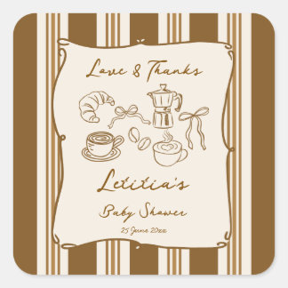 Sticker Carré Baby is brewing coffee baby shower favor