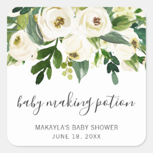 Sticker Carré Baby Making Potion Élégant Floral Girl Baby shower