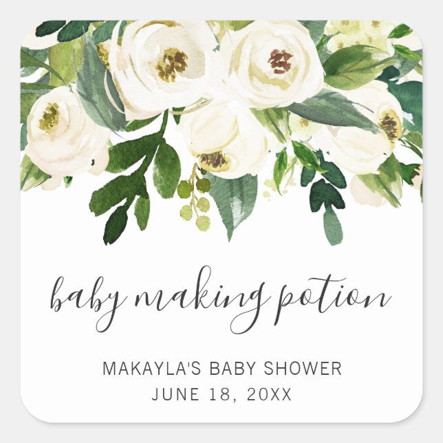 Sticker Carré Baby Making Potion Élégant Floral Girl Baby shower (Devant)