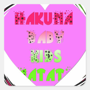 Sticker Carré Baby Pink Hearts Hakuna Matata Baby Kids Design.p