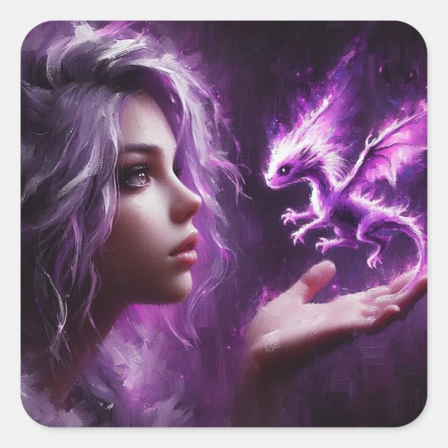 Sticker Carré Baby Purple Dragon (Devant)
