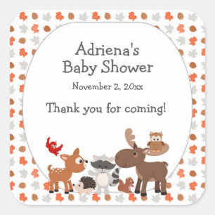 Sticker Carré Baby shower animal de bois grande préférence
