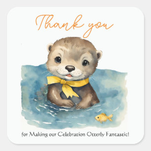 Sticker Carré Baby shower Baby Otter Merci neutre pour les femme