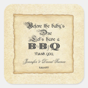 Sticker Carré Baby shower BaBy-Q papier Vintage brut chic