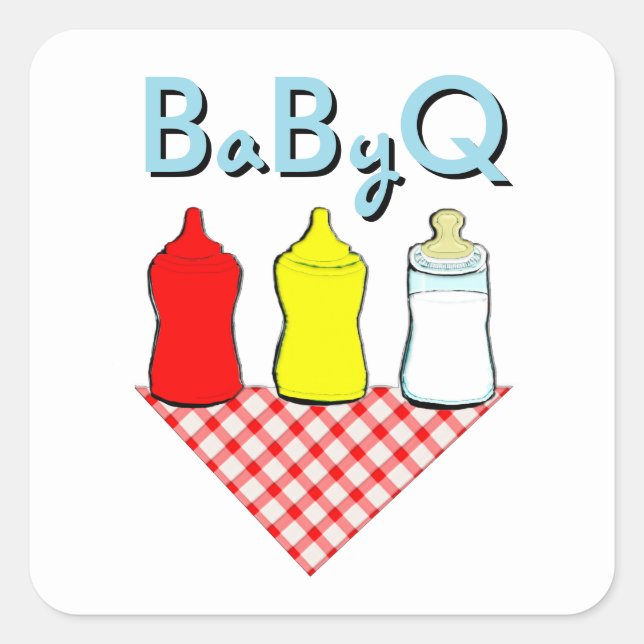Sticker Carré Baby Shower BBQ d'été (Devant)