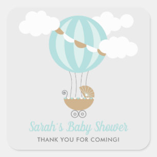 Sticker Carré Baby shower bébé balloon de transport