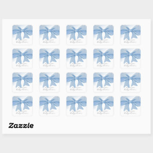 Sticker Carré Baby shower bleu-duvet en aquarelle