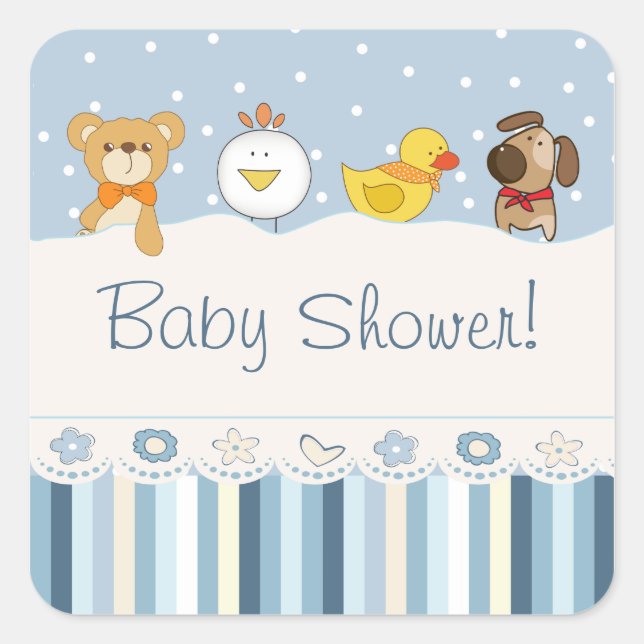 Sticker Carré Baby shower Blue Boy (Devant)