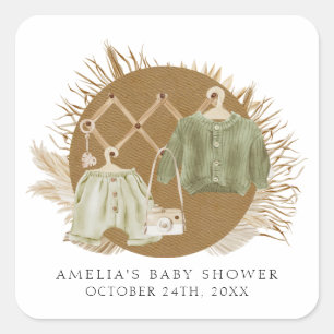 Sticker Carré Baby shower Boho Florals