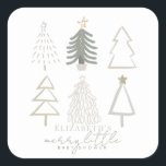 Sticker Carré Baby shower Boho Green Christmas Trees<br><div class="desc">Cet auto-collant de baby shower de garçon de vacances "joyeux petit baby shower" met en vedette des arbres de Noël dans les tons verts. Personnalisez-le selon vos besoins. Vous pouvez trouver des produits correspondants dans mon magasin.</div>