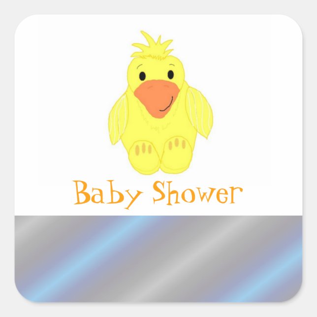 Sticker Carré Baby Shower Canard Jaune (Devant)