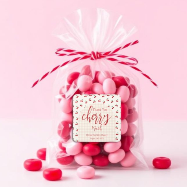 Sticker Carré Baby Shower Cerises (Créateur téléchargé)