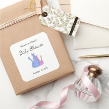 Baby shower Chat Twins Illustration Bleu rose