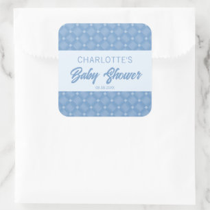 Sticker Carré Baby shower Chevron Diamond bleu