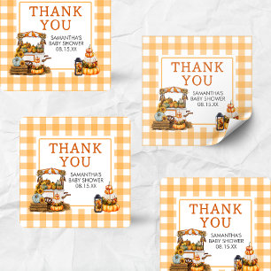 Sticker Carré Baby shower Citrouille localement développé