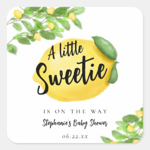 Sticker Carré Baby shower Citrus citron