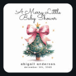 Sticker Carré Baby shower Coquette Christmas Tree Bow<br><div class="desc">belle conception coquette</div>