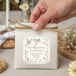 Sticker Carré Baby shower cultivé localement Marché des agricult