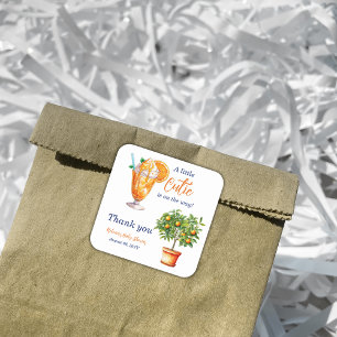 Sticker Carré Baby shower Cutie Orange Citrus Eté Glace Crème