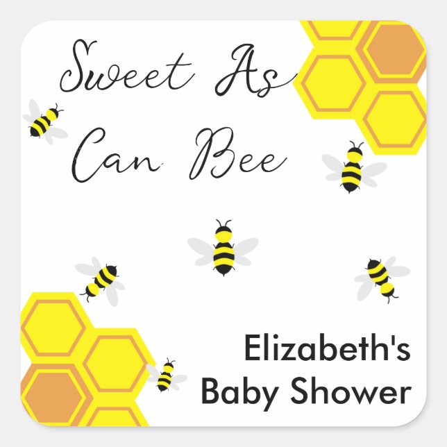 Sticker Carré Baby shower d'abeilles (Devant)