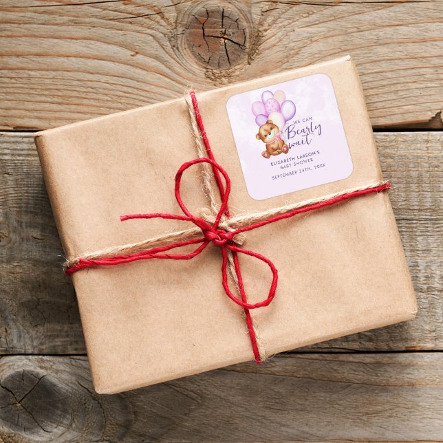 Sticker Carré Baby shower d'attente avant aquarelle (Créateur téléchargé)