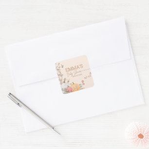 Sticker Carré Baby shower d'automne du Petit Citrouille