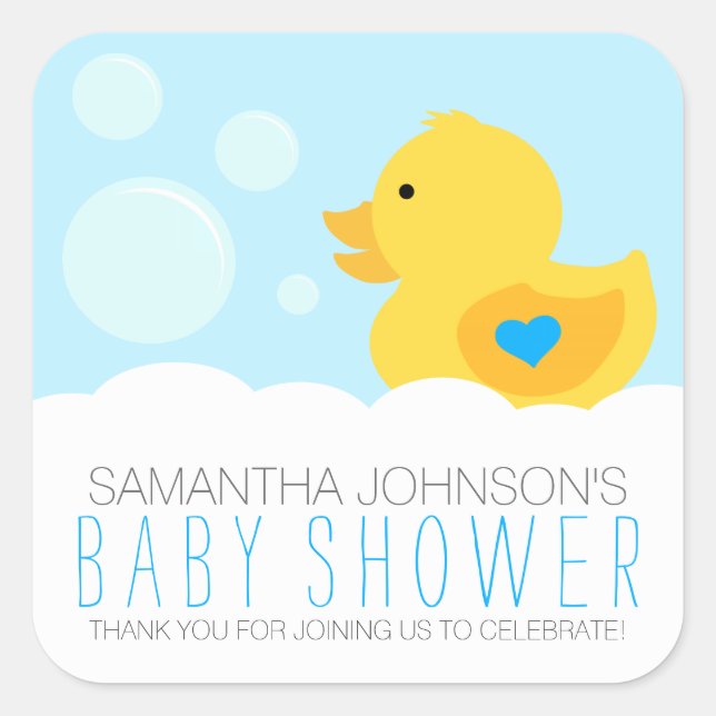Sticker Carré Baby shower de bain en caoutchouc Ducky Bubble Boy (Devant)