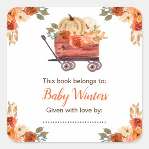 Sticker Carré Baby shower de camion Citrouille Floral