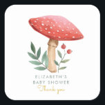 Sticker Carré Baby shower de champignons des bois<br><div class="desc">Baby shower de champignons des bois</div>