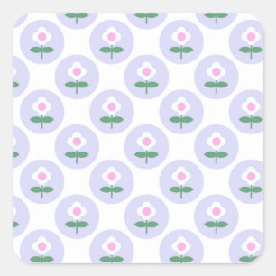 Sticker Carré Baby shower de fleurs mauve de marguerite en fleur