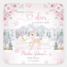 Baby shower de flocon rose cerf d'hiver