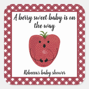 Sticker Carré Baby shower de fraise