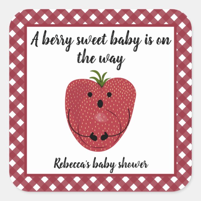 Sticker Carré Baby shower de fraise (Devant)