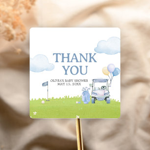 Sticker Carré Baby Shower de Golf Bébé Un Petit Putter