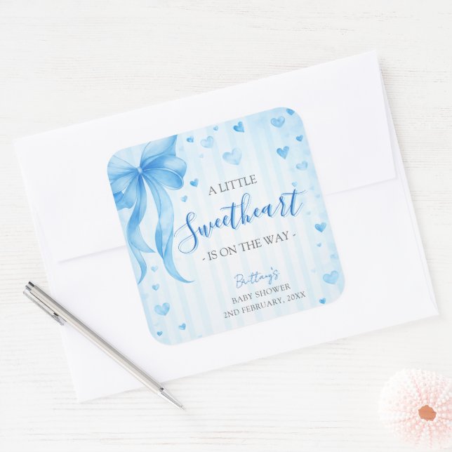 Sticker Carré Baby Shower de la Saint-Valentin Little Sweetheart (Enveloppe)