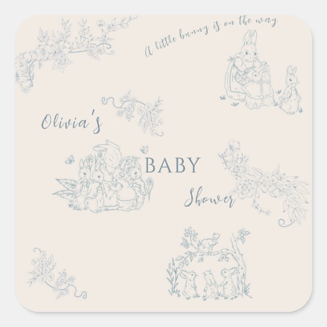 Sticker Carré Baby shower de maman de Peter Rabbit (Devant)