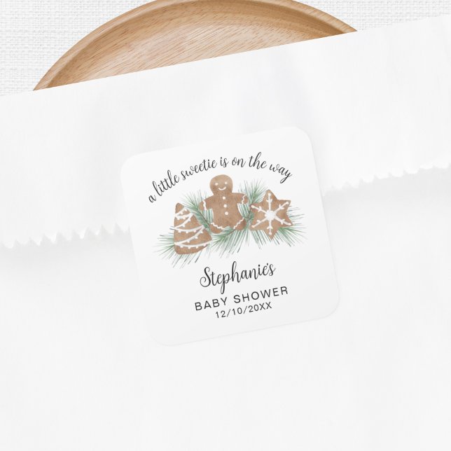 Sticker Carré Baby shower de Noël (Créateur téléchargé)