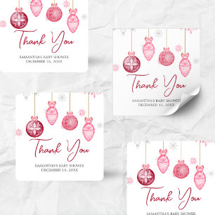 Sticker Carré Baby shower de Noël pour bébé Girl Père Noël