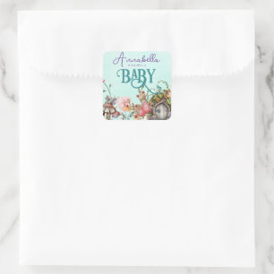 Sticker Carré Baby shower de porte de jardin arboré arboré encha