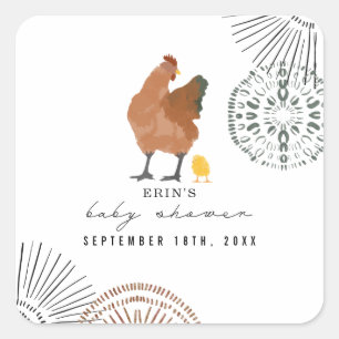 Sticker Carré Baby shower de poulet