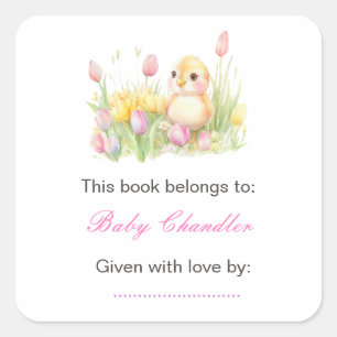 Sticker Carré Baby shower de poussette de printemps