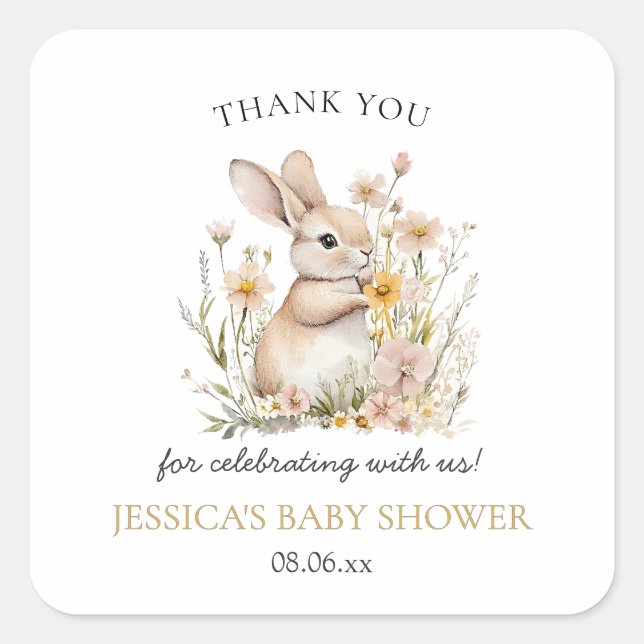 Sticker Carré Baby shower de printemps pour Fleurs sauvages spéc (Devant)